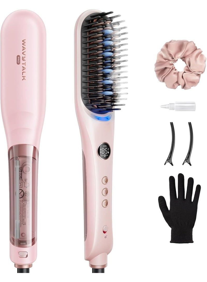 wavytalk Steambrush Pro Ionic Steam Hair Straightener Brush, Steam Straightening Brush with ION Technology for Smooth, Straight & Shiny Hair, Anti-Frizz Hair Styling Brush for All Hair Types - Image 1