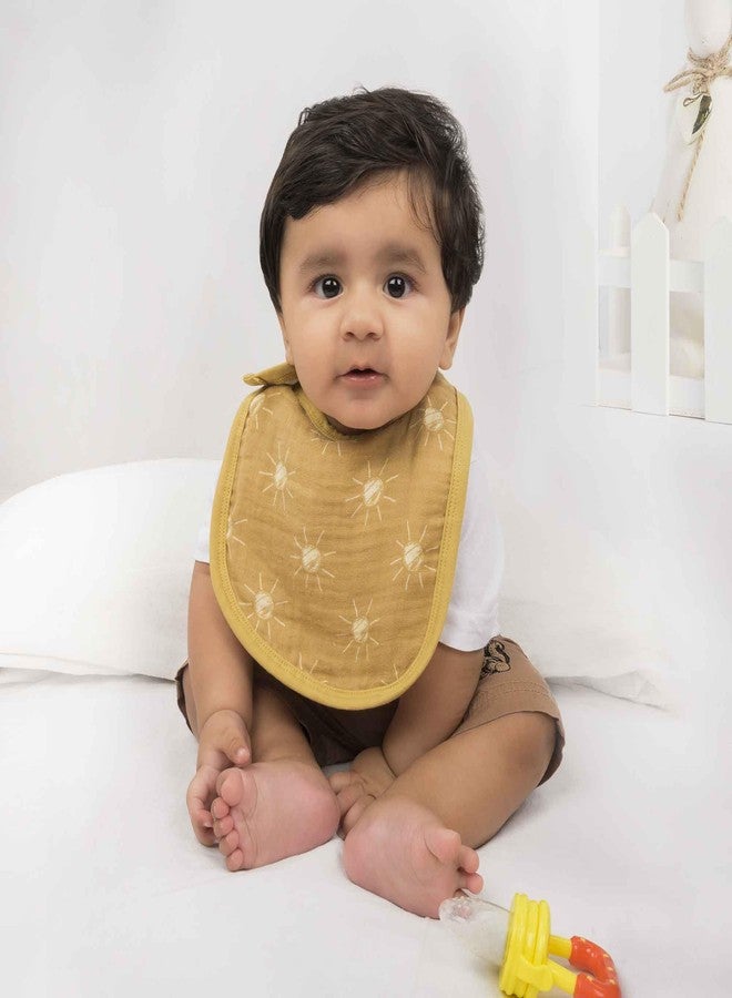 Theoni Cotton Muslin Snap Bib |New Born |Baby Feeding Bib |Sanp Closure |Adjustable Size |Baby Bib Set |Super Absorbent |Set Of 2 - Holiday Hues - Image 4