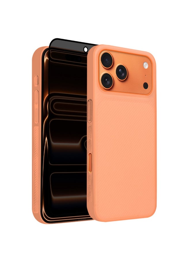 CATANES 2Packs Case Cover for iPhone 17 Pro Max, Air Skin Line Design Back Cover, Sturdy Durable Ultra-Thin Case, Drop Protection Cover Clear with Privacy Screen Protector - Cosmic Orange - Image 1