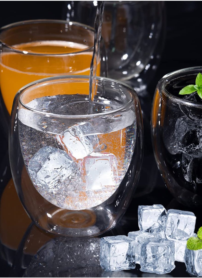 Toshionics Premium Double Wall Glass Borosilicate Glass 250ml Heat and Cold Resistant Insulated Glass Cup for Espresso Cappuccino Latte Tea Milk Wine Double Layer Clear Shot Glass Perfect for Home Office Bar Restaurant Shops Special Occasions Birthdays Anniversaries Valentine's Day and Ramadan (Set of 4)  - Image 5