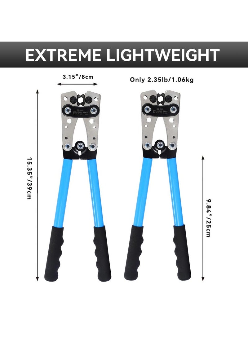 SYOSI Battery Cable Crimping Tool Kit, AWG 1/0-8 with 60PCS Copper Ring Terminals, 8 Sizes, Heavy Duty Lug Crimper for Wire Lugs, Battery Terminals, Copper Lugs - Image 5