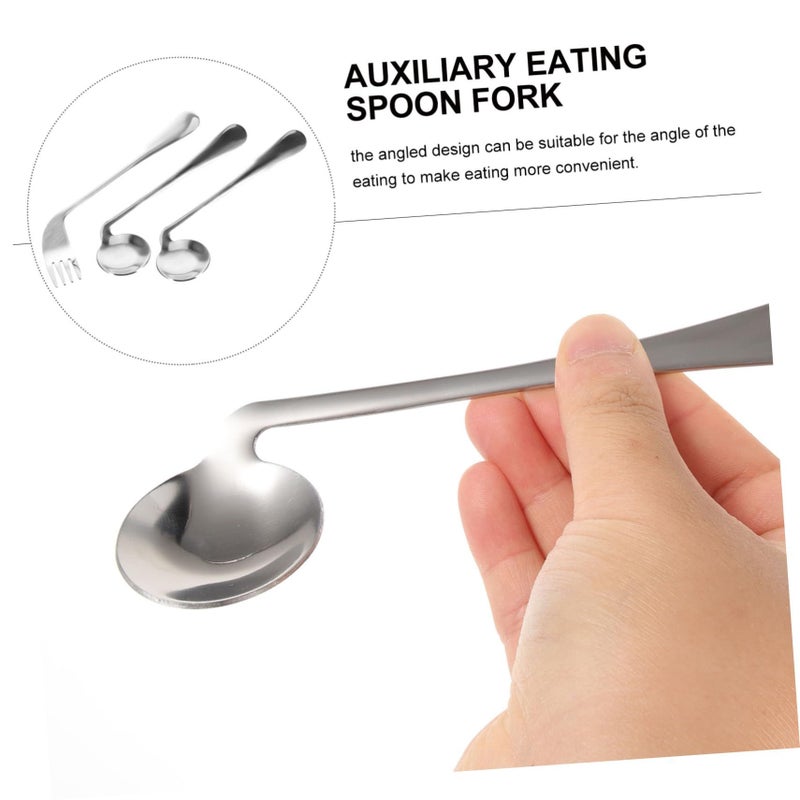 Lightweight Angled Spoon Curved Fork For Senior Self Feeding Ergonomic Utensils - Image 4