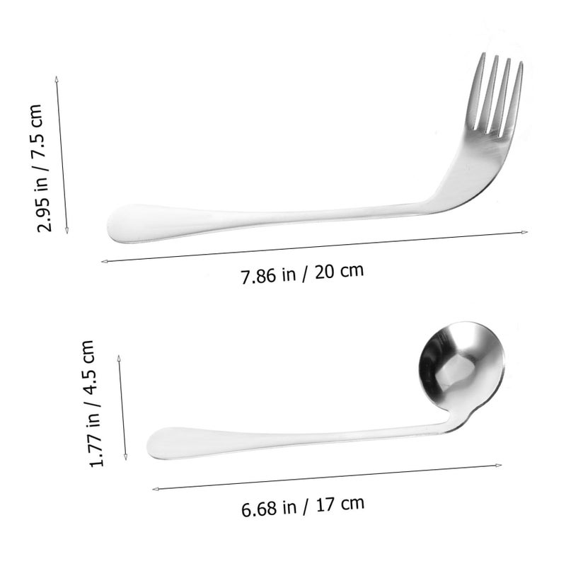 Lightweight Angled Spoon Curved Fork For Senior Self Feeding Ergonomic Utensils - Image 3