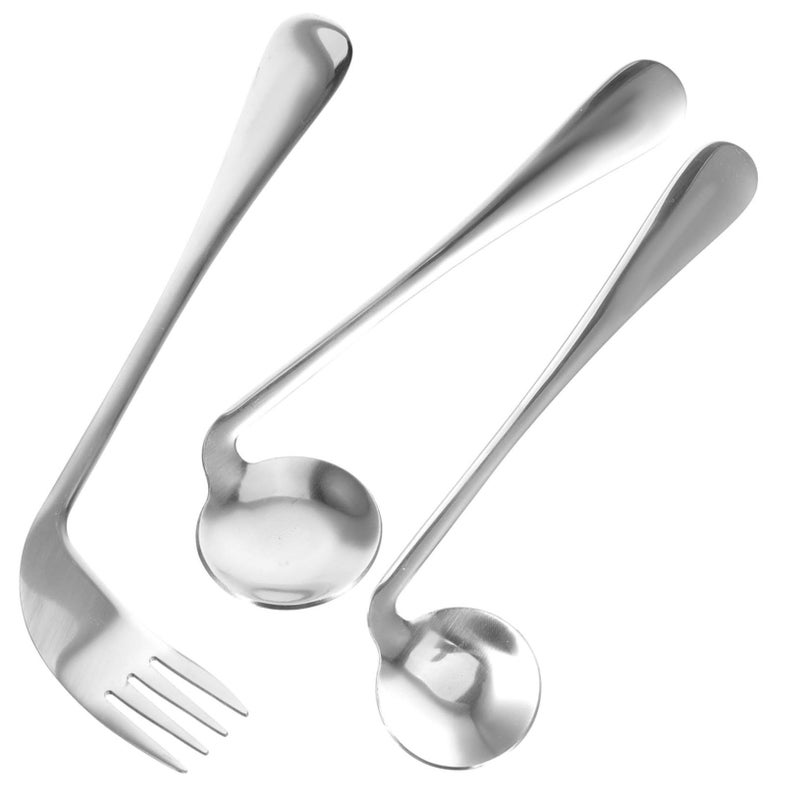 Lightweight Angled Spoon Curved Fork For Senior Self Feeding Ergonomic Utensils - Image 2