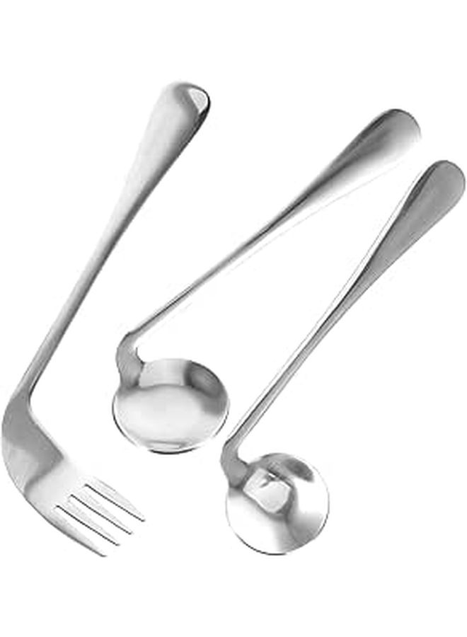 Lightweight Angled Spoon Curved Fork For Senior Self Feeding Ergonomic Utensils - Image 1