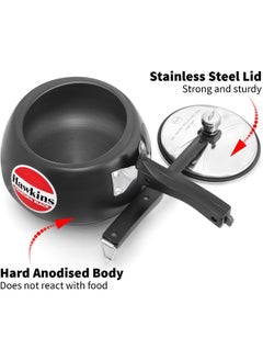 Hawkins 3.5 Liters Contura Hard Anodised Aluminium Pressure Cooker,With Inner Lid,Black  - Image 3