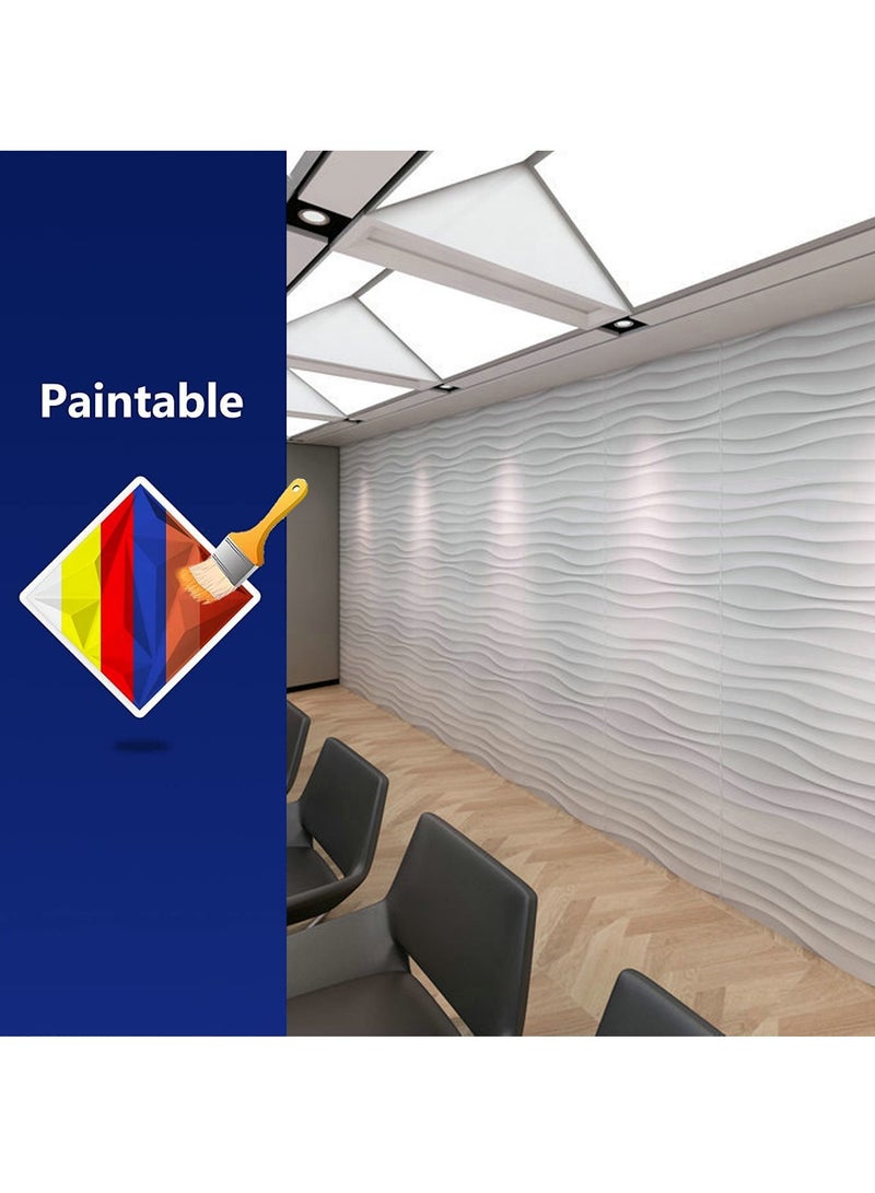 12 قطعة من لوحات الحائط ثلاثية الأبعاد، 19.7 × 19.7 بوصة، ألواح حائط PVC منقوشة بالألماس مقاومة للماء، ورق حائط ذاتي اللصق قابل للإزالة، بلاط حائط داخلي حديث (نسيج متموج) - Image 3