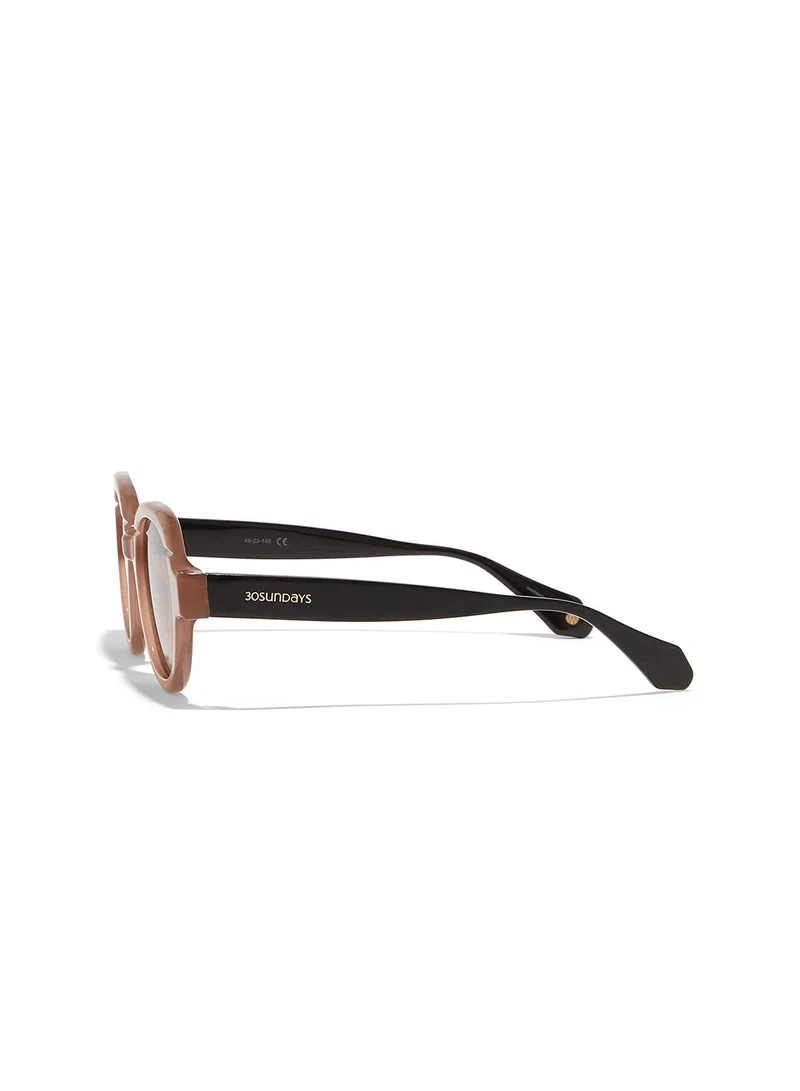 30Sundays Laurel,Women Sunglasses, Geometric Sunglasses, UV Protection: UV400 (Beige,Brown)