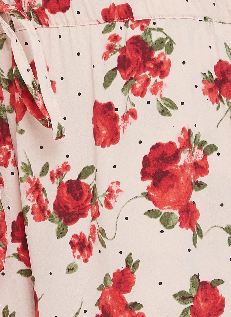 Clovia Red Clovia Pretty Florals Top & Pyjama in Beige- Crepe for Women | Best Price UAE