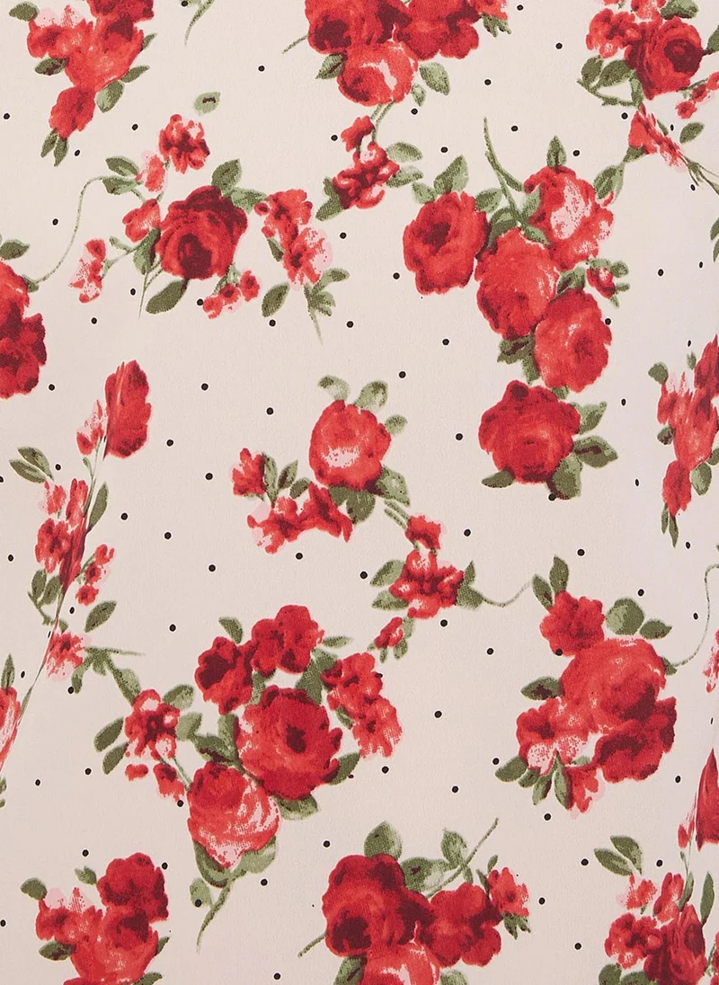 Clovia Red Clovia Pretty Florals Top & Pyjama in Beige- Crepe for Women | Best Price UAE