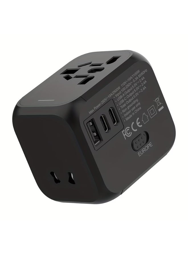 FUDIYA Global Power Plug Converter Travel Adapter - 2500W, with Type C Plug, Compact and Lightweight Design, Suitable for the US, UK, EU, Australia - Ideal Choice for Business Trips and Vacations, International Travel Adapter - Image 1
