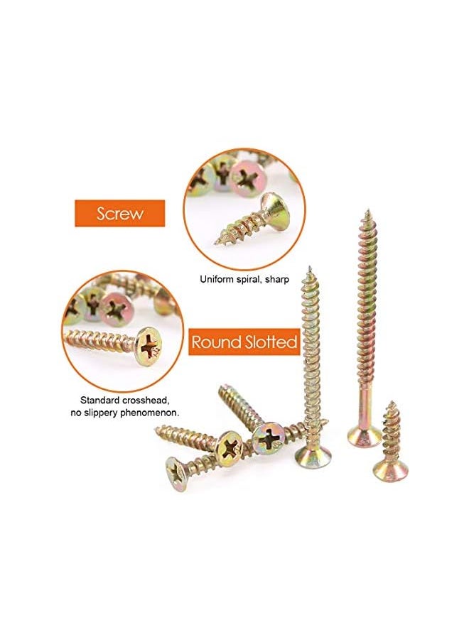 Rustark - Rustark 280-Pcs [#7 5/8'' to 2-1/2''] Phillips Bugle Head Coarse Thread Drywall Screw Self Tapping Wood Screws Assortment Kit Ideal for Drywall Sheetrock - Zinc Plated Carbon Steel - Image 1