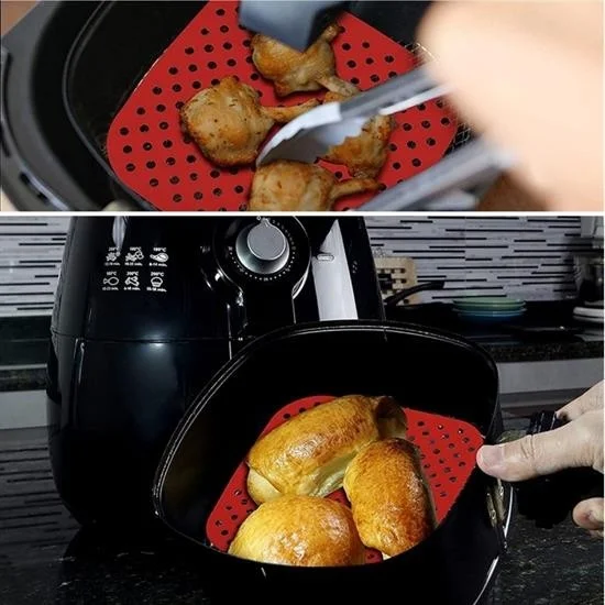 5 دي ام Colorful Heat Resistant Washable Silicone Oven and Airfryer Square Baking Mat 21.5 cm