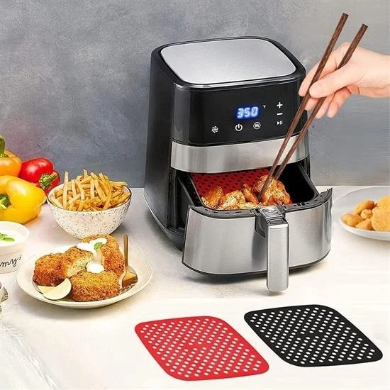 5 دي ام Colorful Heat Resistant Washable Silicone Oven and Airfryer Square Baking Mat 21.5 cm