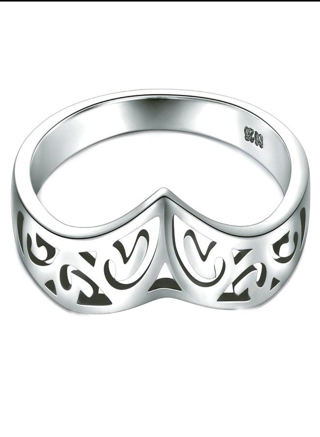 BORUO خاتم بوريو من الفضة الإسترلينية 925 بتصميم فيليغري مع شكل سهم بلمسة نهائية لامعة ومناسب للراحة مقاس 9 - Image 2