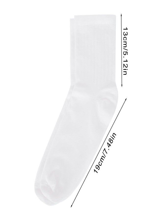 Fengek 6 Pairs Women's White Crew Socks - Calf High Tube & Ankle High Workout Gym Socks, Soft Tall Casual for Daily Use - Image 2