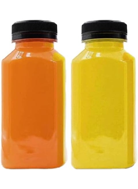 Square Clear Pet Bottle With Plastic Black Lid 250Ml 4.4X4.4X 13.3 Cm Set Of 12  Pieces