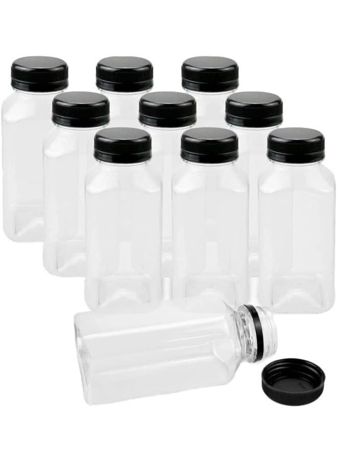 Square Clear Pet Bottle With Plastic Black Lid 250Ml 4.4X4.4X 13.3 Cm Set Of 12  Pieces