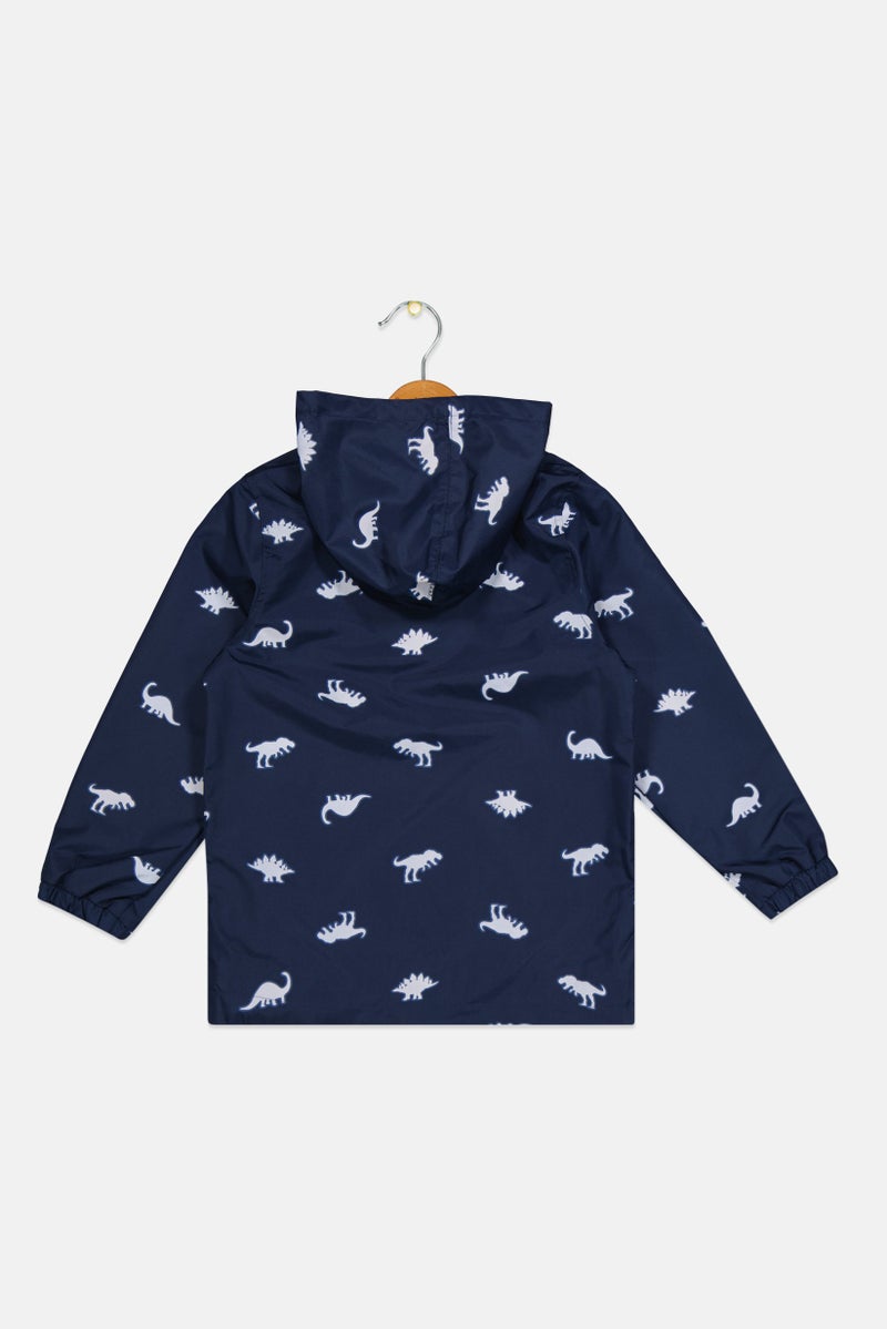 carter's Kids Boys Animal Print Rain Jacket, Navy Blue Combo - Image 2