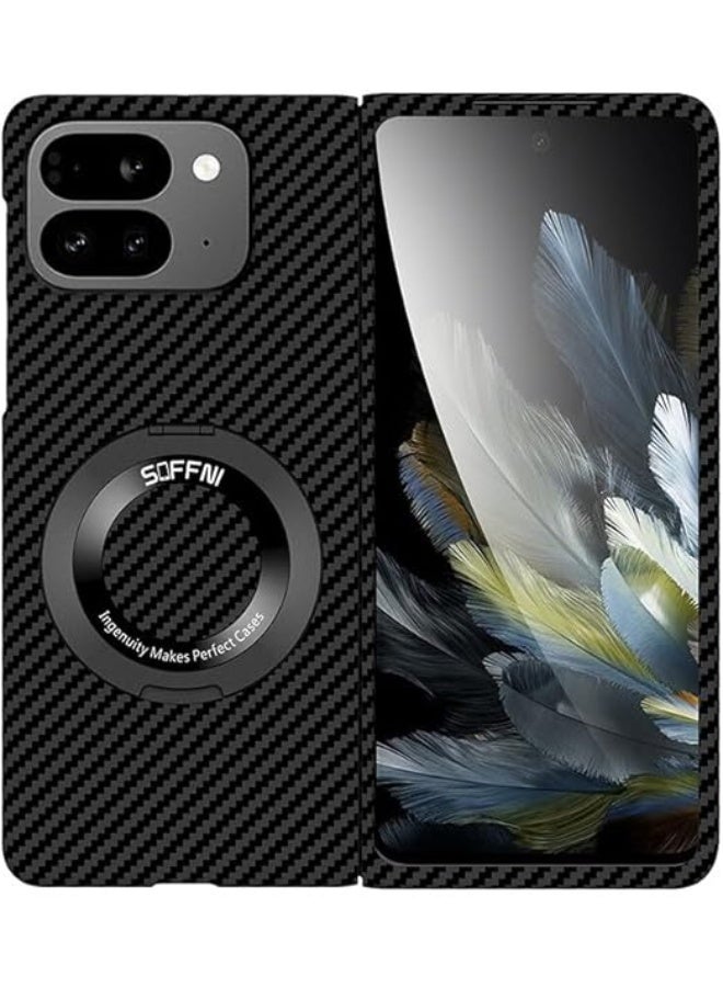 Compatible with Google Pixel 9 Pro Fold Case Slim Hard PC Case Compatible with Mag-Safe Carbon Fiber Magnetic Cover with Stand for Google Pixel 9 Pro Fold - Image 1