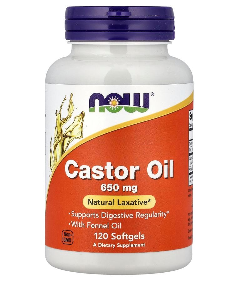 now Castor Oil 650 mg 120 Softgels