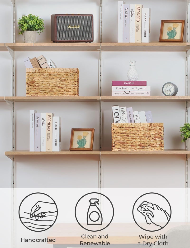 StorageWorks Wicker Basket, Baskets for Organizing, Storage Basket with Built-in Handles, Water Hyacinth Shelves (Medium 2-Pack, Natural Hyacinth) - Image 5