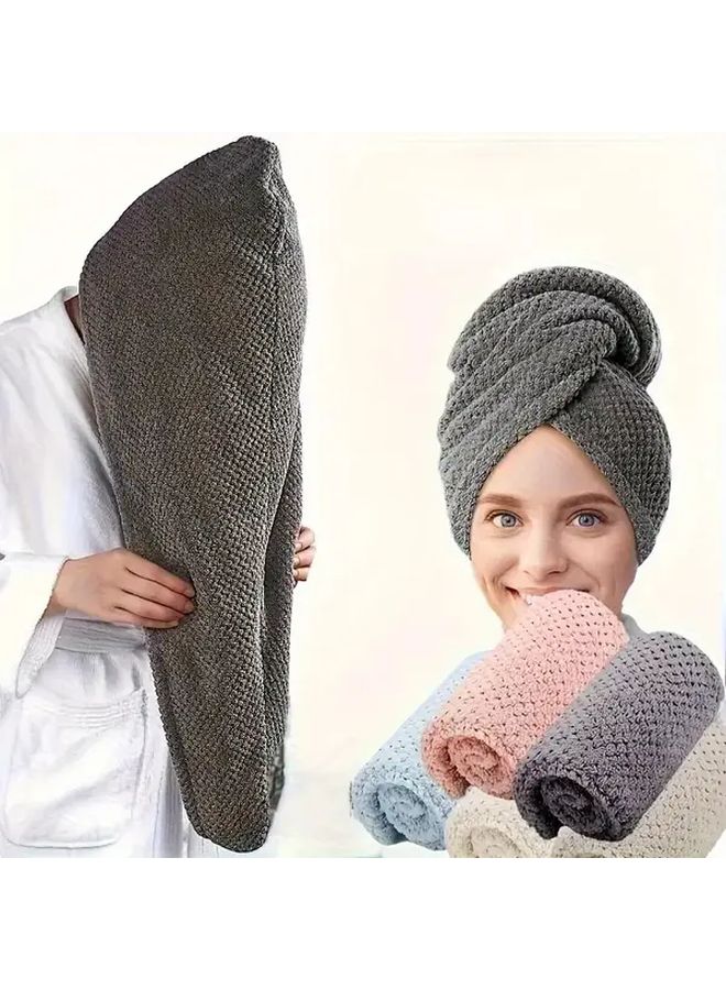 Pink Quick Dry Microfiber Hair Towel Wrap Super Absorbent Button Closure For Women - Image 2