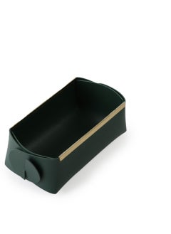 Rectangular leather distribution basket in olive color 18*10*7 cm