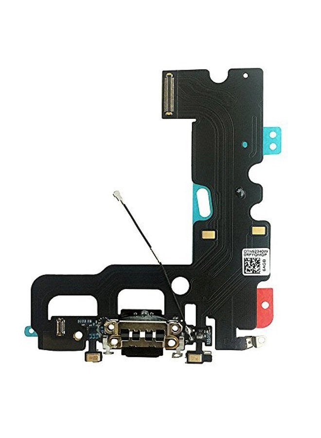 OEM USB Charging Port Dock Connector Flex Cable + Microphone + Cellular Antenna Replacement Part Compatible for iPhone 7 All Carriers (Black)