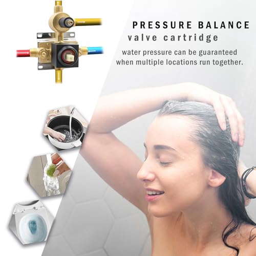Drettyer Matte Black Concealed 3 Way Outlet Function Shower Diverter Valve Brass Flow Control Mixer Mixing Rough-In Shower Valve Kit - Image 2