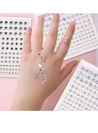 2 Pieces Self-Adhesive Rhinestone And Pearl Stickers Face Gems For Makeup Eye Jewelry Sticks Rainbow And Clear Rhinestone Sparkling Diamond Stickers Nail Art DIY Craft Party Carnival Accessories (330pcs) - view 4