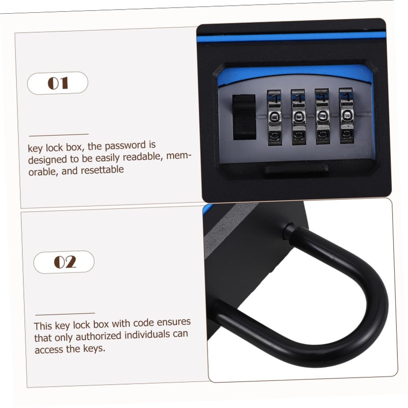 Blue Key Lock Box Combination Code Secure Outdoor Key Storage Organizer for Home Office Garage - Image 4