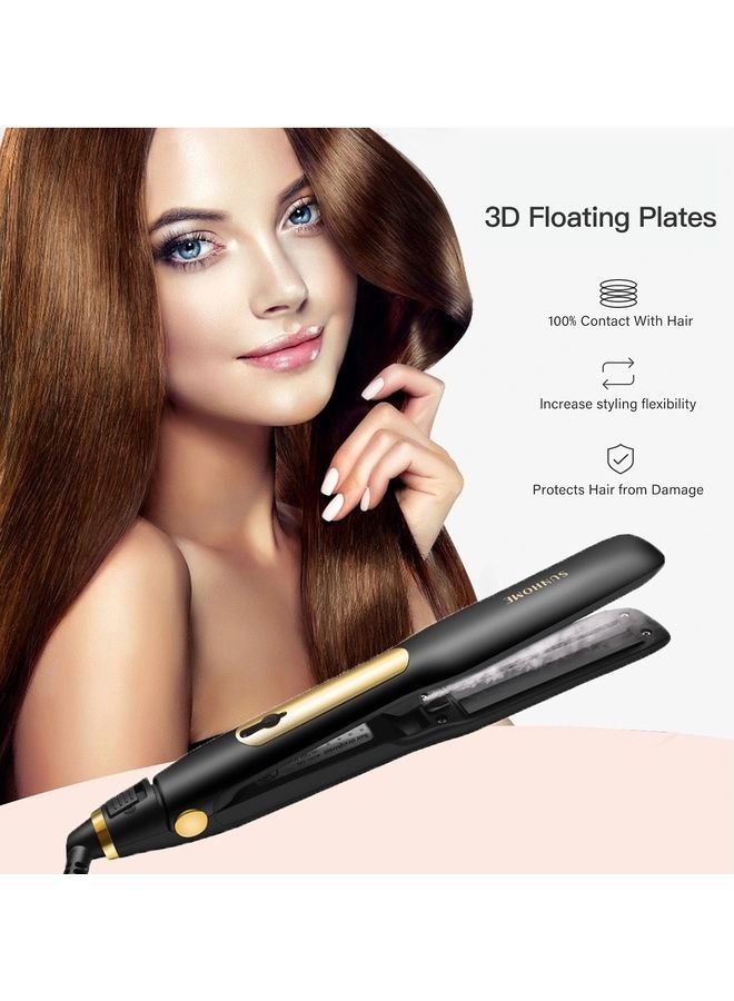 Sunhome Professional Steam Straighteners For Hair Salon Ceramic Tourmaline Vapor Steam Flat Iron And Curler 2 In 1 Straightening Curling Iron Black - Image 5