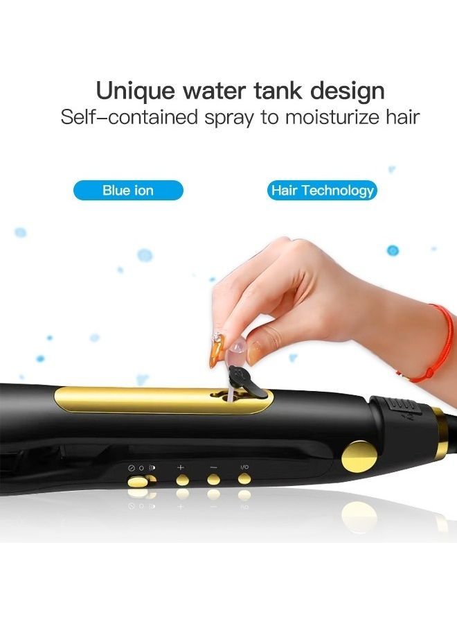 Sunhome Professional Steam Straighteners For Hair Salon Ceramic Tourmaline Vapor Steam Flat Iron And Curler 2 In 1 Straightening Curling Iron Black - Image 2