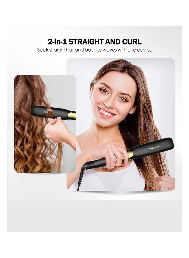 Sunhome Professional Steam Straighteners For Hair Salon Ceramic Tourmaline Vapor Steam Flat Iron And Curler 2 In 1 Straightening Curling Iron Black - Image 3
