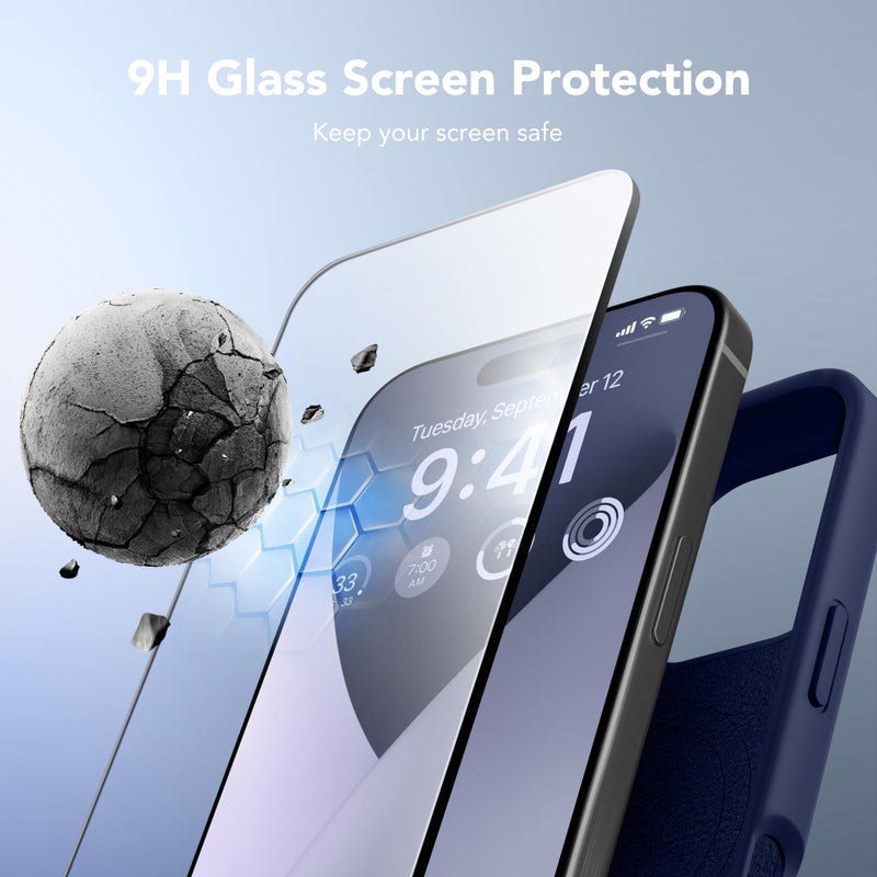 GONEZ Magnetic for iPhone 16 Pro Max Case, Compatible with MagSafe, Liquid Silicone Case, with Screen Protector + Camera Protector, Full Body Protective Shockproof Phone Cover 6.9", Midnight Blue - Image 5