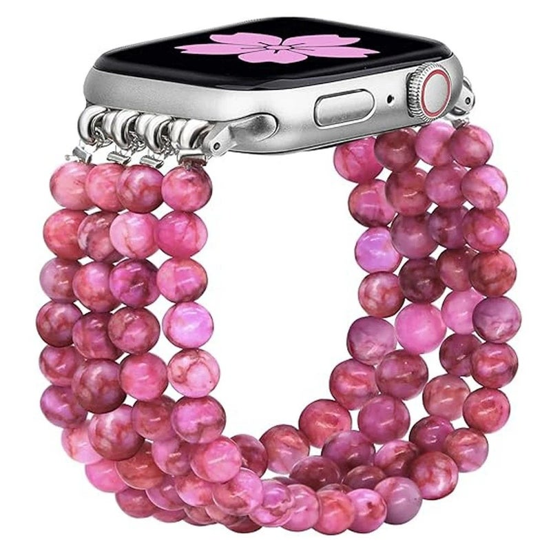 Bluejw Handmade Beaded Elastic Stretch Bracelet Replacement Watch Strap for Apple Watch & Fitbit 38mm 42mm – Comfortable, Adjustable Wristband Band - Image 1