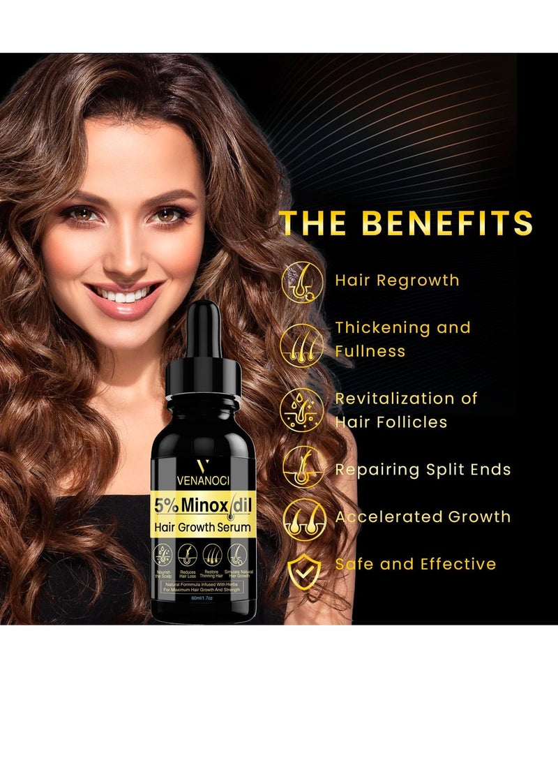 Venanoci - 5% Minoxidil for Men Hair Growth Oil: Hair Regrowth Treatment for Scalp Hair Loss & Beard - Hair Growth Serum for Thicker, Longer, Fuller, Healthier Hair - Image 1