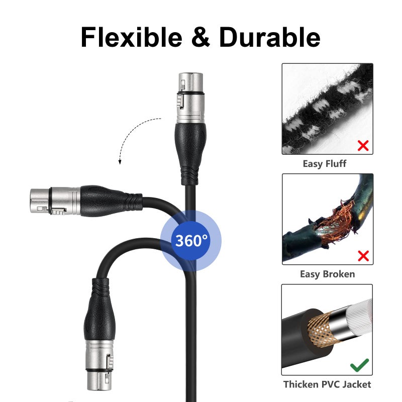 EBXYA DMX XLR 3 Pin Y Splitter to RJ45 Cable - RJ45 to Dual XLR Male & Dual Female Cable for Stage and Recording Studio 1 Pair(3 Feet) - Image 5