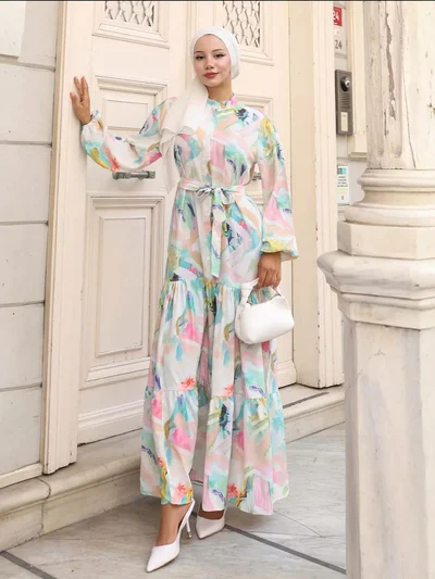 BIG DART BDART Buttoned Crew Neck Maxi Dress with Waistband