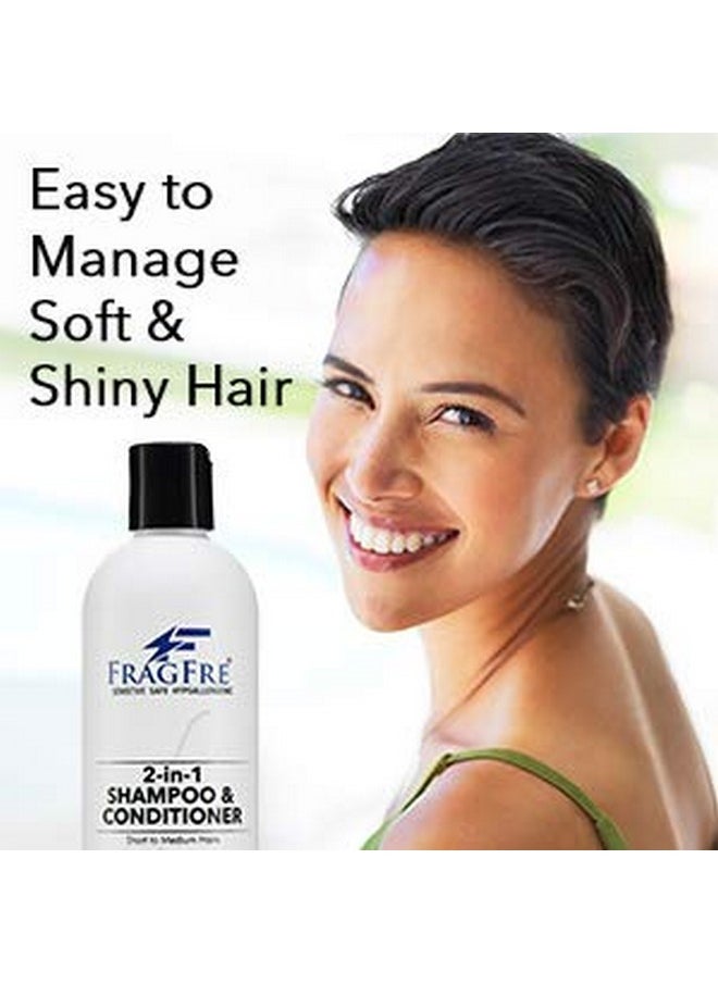 FRAGFRE FRAGFRE 2 in 1 Shampoo and Conditioner 12 oz - Fragrance Free Conditioning Shampoo for Short to Medium Hairs - Color Safe Wash and Go - Sulfate Free Cleansing Conditioner for Sensitive Scalps (1 Pack)  - Image 5