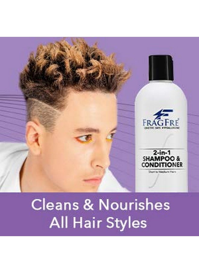 FRAGFRE FRAGFRE 2 in 1 Shampoo and Conditioner 12 oz - Fragrance Free Conditioning Shampoo for Short to Medium Hairs - Color Safe Wash and Go - Sulfate Free Cleansing Conditioner for Sensitive Scalps (1 Pack)  - Image 4