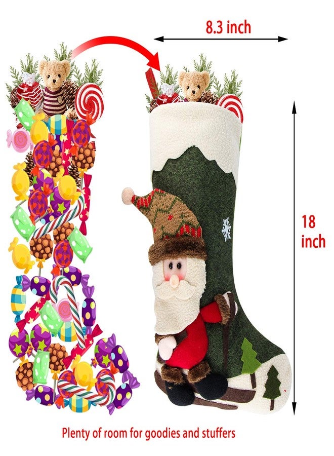 Dreampark Christmas Stockings 4 Pack 18" Big Xmas Stockings Decoration - Santa Snowman Reindeer Penguin Family Stockings for Home Decor Set of 4 - Image 5