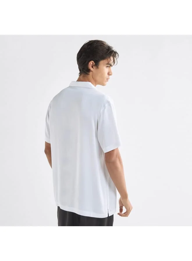 Splash FAV Regular Fit Printed Shirt with Camp Collar and Short Sleeves