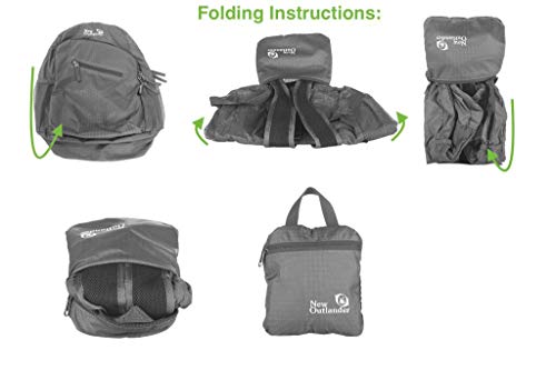 Outlander Packable Handy Lightweight Travel Hiking Backpack Daypack-Grey-L - Image 5