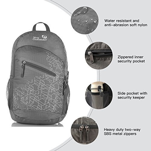 Outlander Packable Handy Lightweight Travel Hiking Backpack Daypack-Grey-L - Image 3