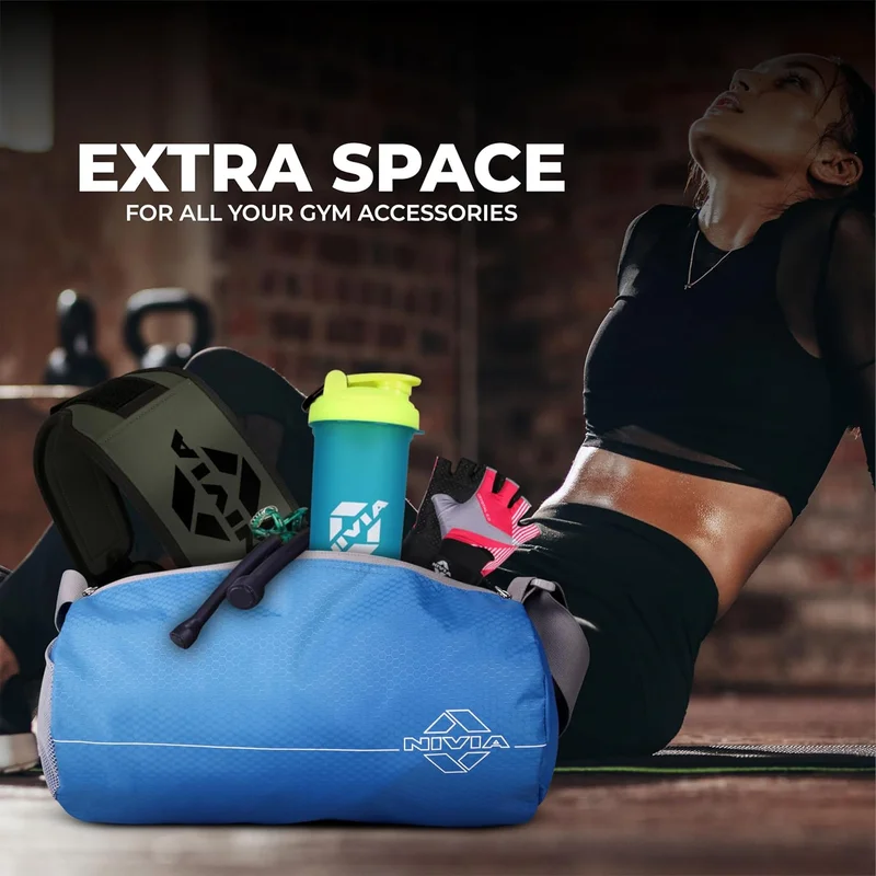 Nivia  Nivia Polyester Gym Bag - Sky Blue/Grey  | Best Price UAE