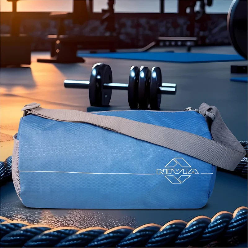 نيفيا Nivia Polyester Gym Bag - Sky Blue/Grey