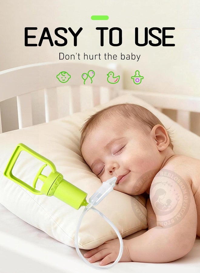 بيبلوسوم جهاز شفط مخاط الأنف للأطفال - جهاز شفط أنفي يدوي يعمل بالضغط السلبي، منظف احتقان الأنف ومضاد للارتجاع للأطفال حديثي الولادة والأطفال الصغار (أخضر) - Image 2