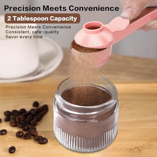 CEILUPY 2-in-1 Coffee Scoop with Funnel, 2 Teaspoon Measuring Spoon for Reusable K Cups, Ground Coffee, Protein Powder & Tea, Mess-Free Plastic Design (Pink) - Image 3